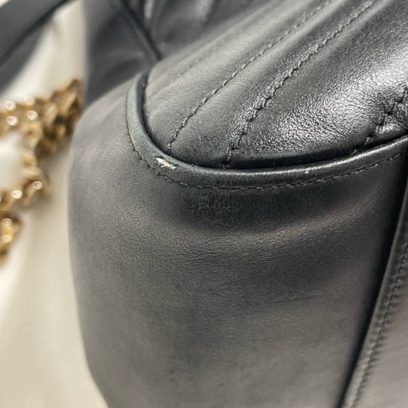 Gucci GG Marmont Shoulder Chain Calfskin Matelasse Quilted Black Handbag - Picture 13 of 16